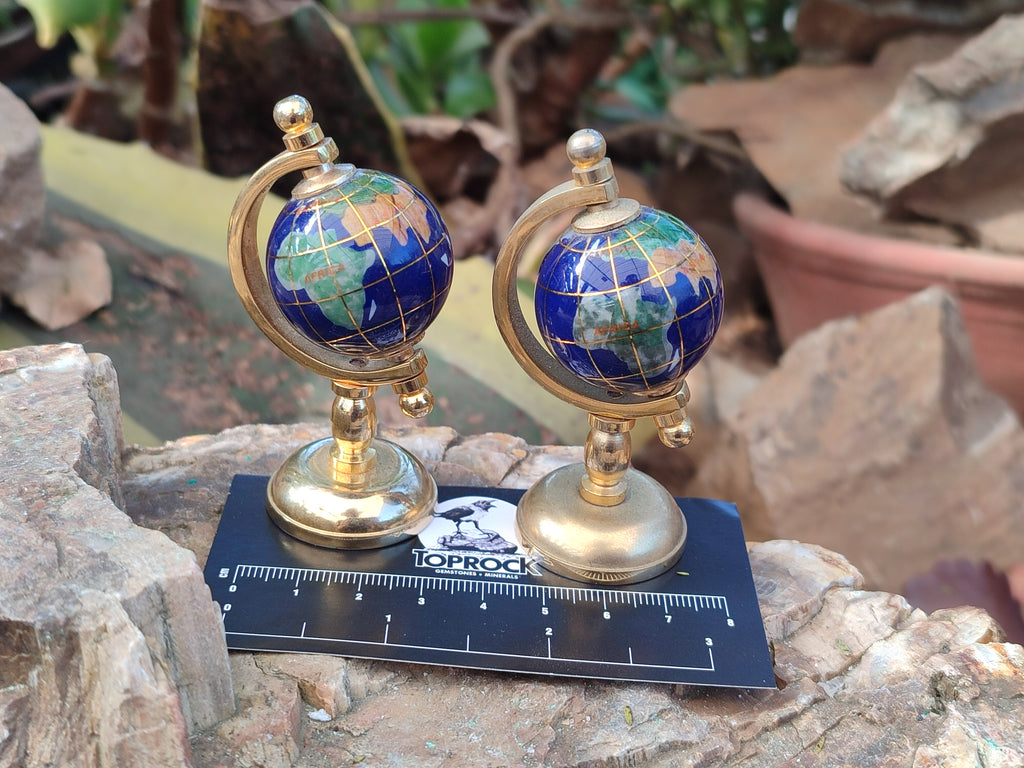 Polished Mini Gemstone World Globe on a Stand - Sold Per Item - From China - Toprock Gemstones and Minerals 