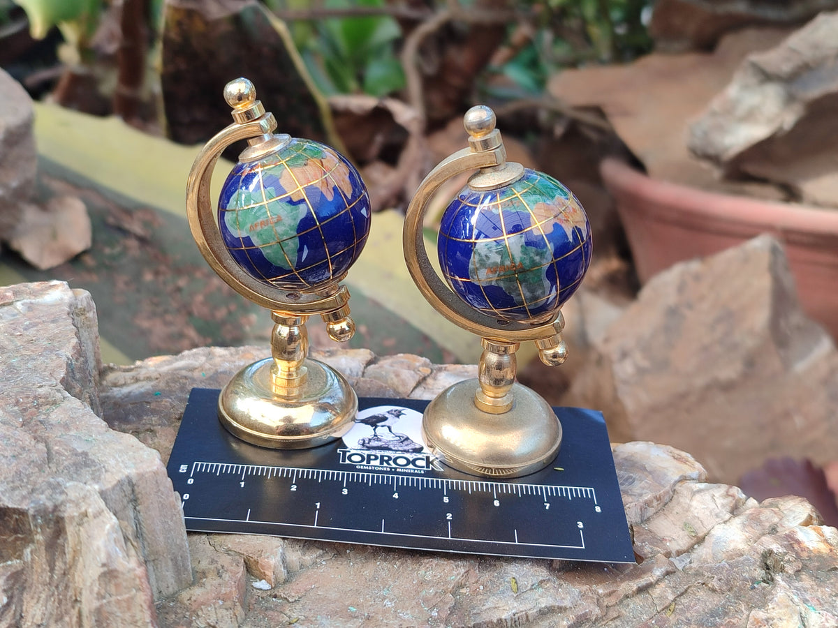 Polished Mini Gemstone World Globe on a Stand - Sold Per Item - From China - Toprock Gemstones and Minerals 