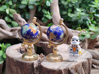 Polished Mini Gemstone World Globe on a Stand - Sold Per Item - From China