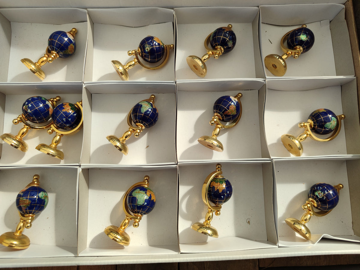Polished Mini Gemstone World Globe on a Stand - Sold Per Item - From China - Toprock Gemstones and Minerals 