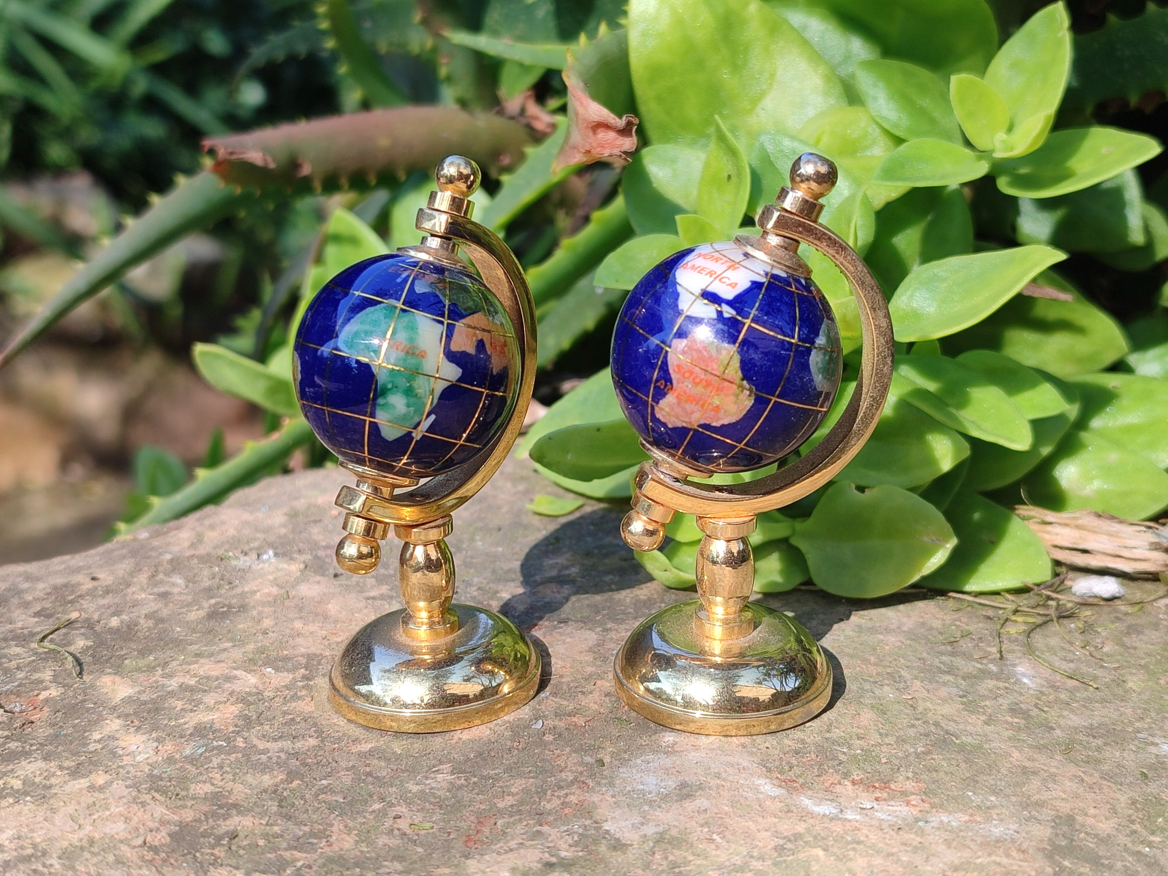 Polished Mini Gemstone World Globe on a Stand - Sold Per Item - From China - Toprock Gemstones and Minerals 