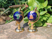 Polished Mini Gemstone World Globe on a Stand - Sold Per Item - From China
