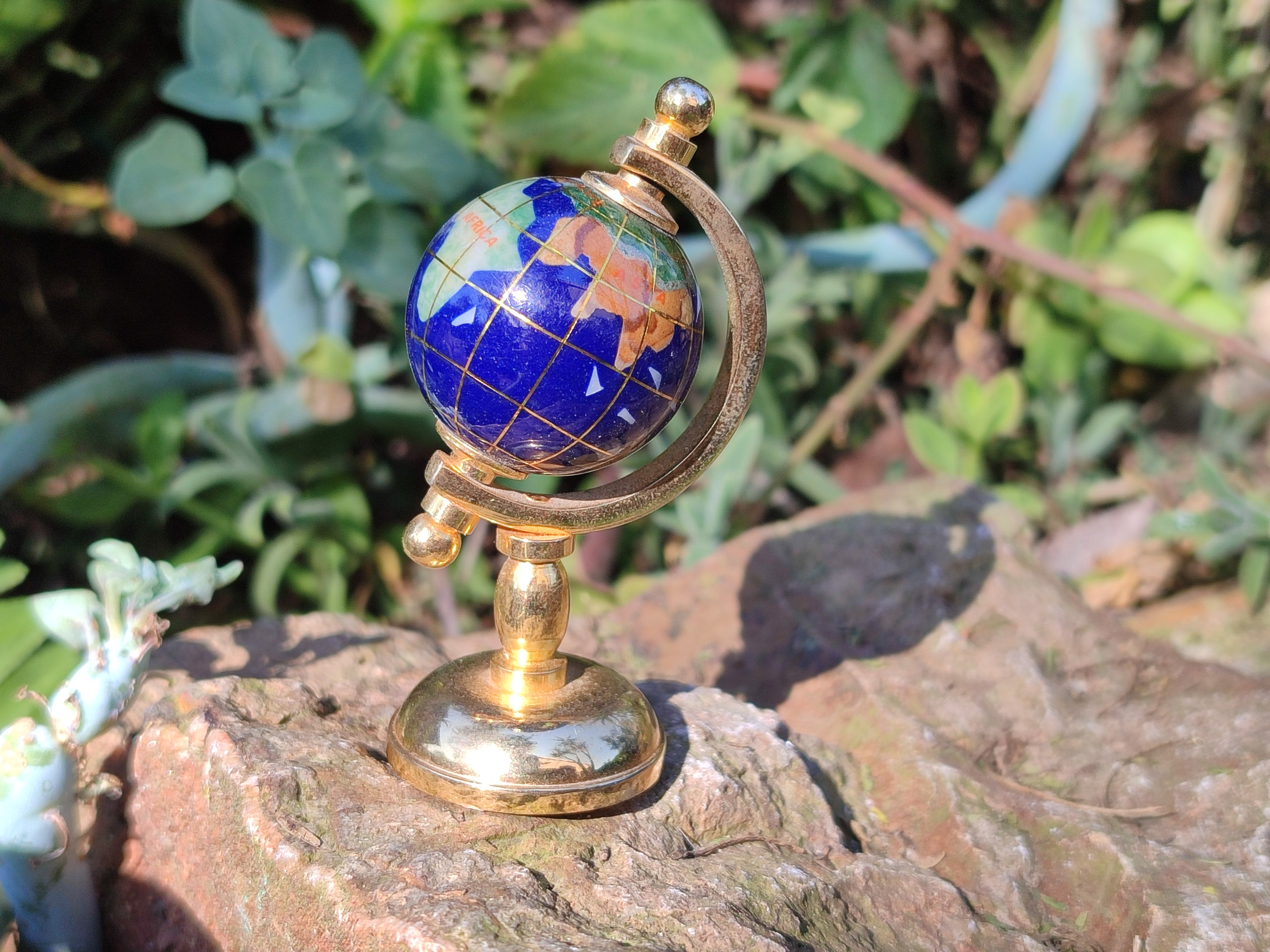 Polished Mini Gemstone World Globe on a Stand - Sold Per Item - From China - Toprock Gemstones and Minerals 