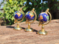Polished Mini Gemstone World Globe on a Stand - Sold Per Item - From China