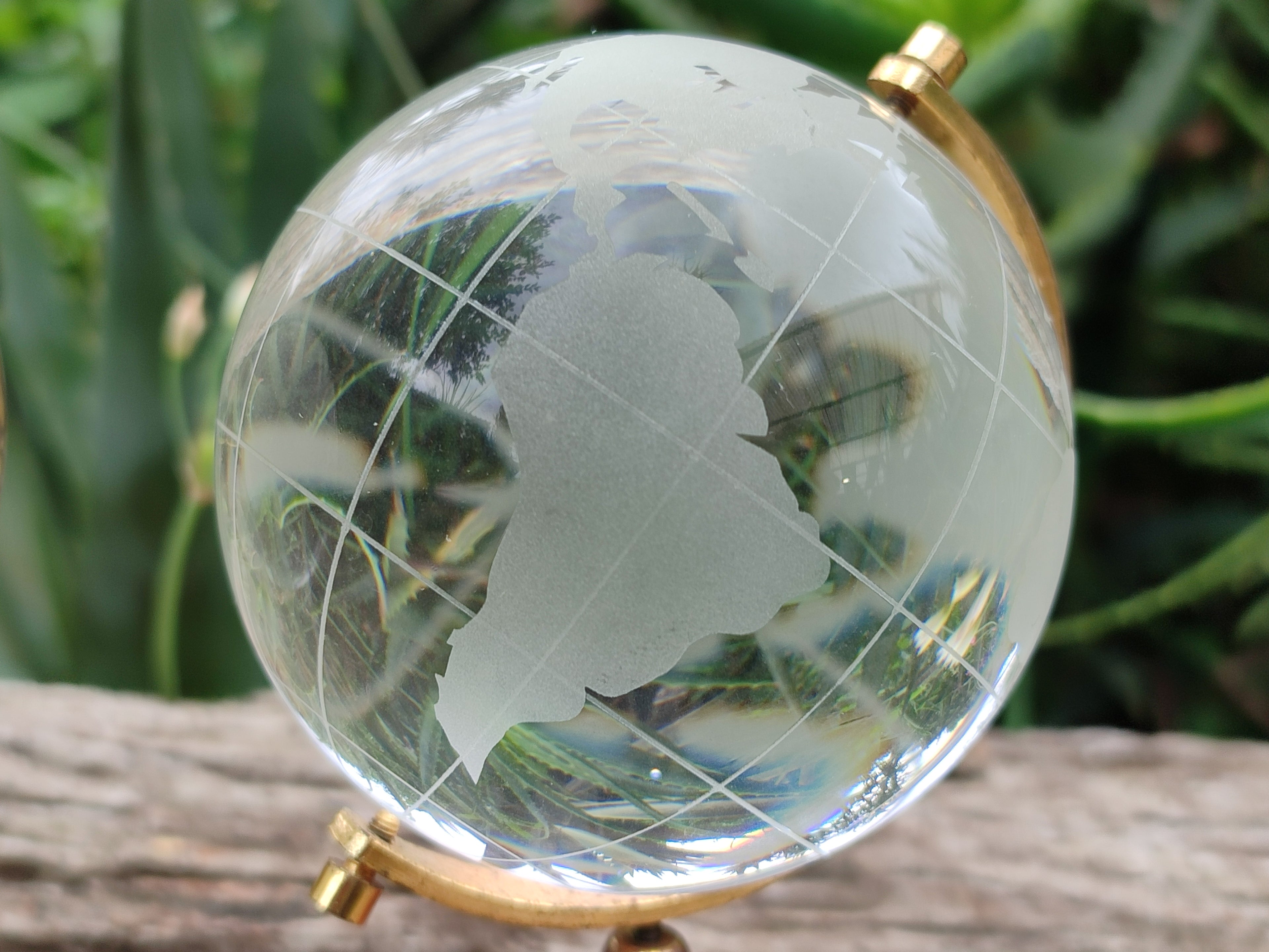 Polished Lead Glass World Globe on Copper Stand - sold per item - From China - Toprock Gemstones and Minerals 