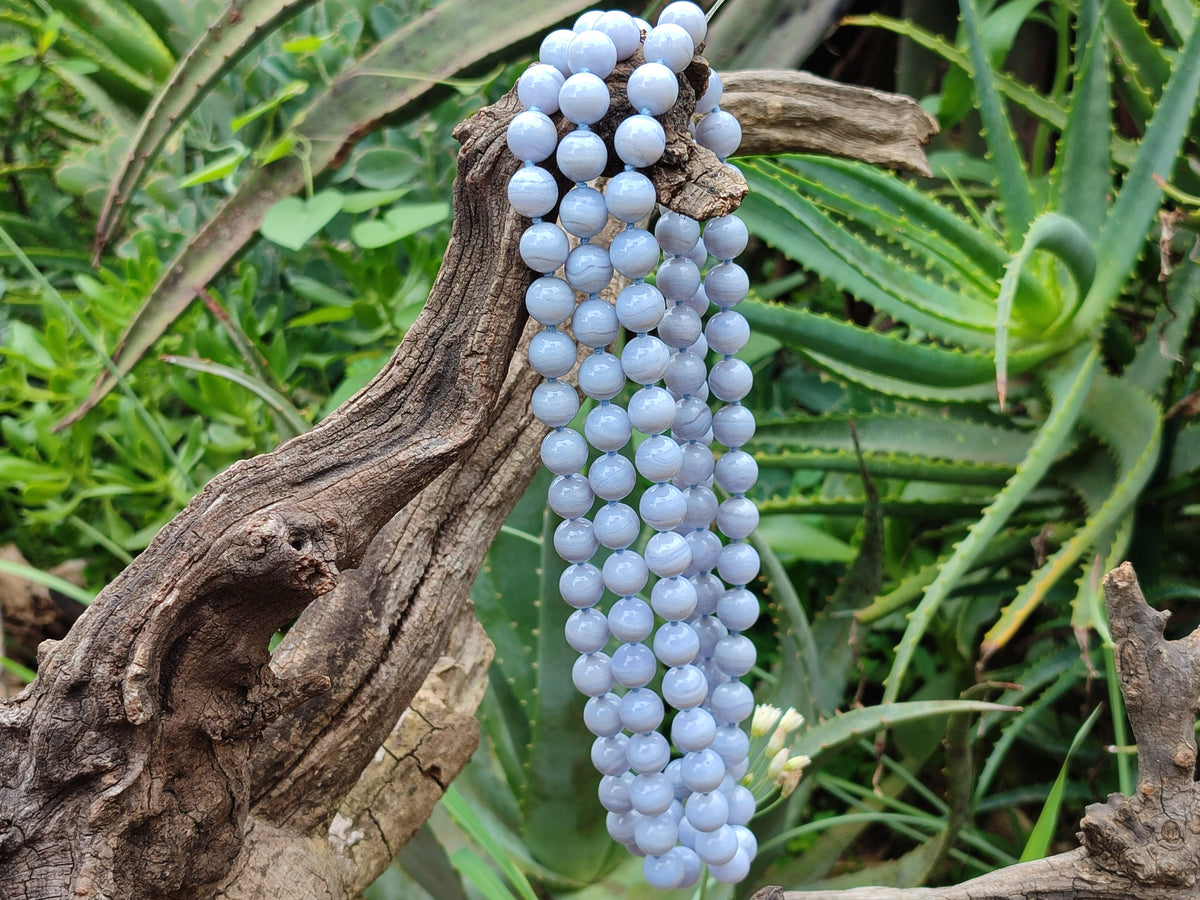 Polished Medium Namibian Blue Lace Agate Ball Shaped Bead Necklace - Sold per Item- From Namibia - Toprock Gemstones and Minerals 