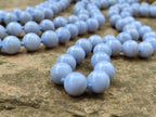 Polished Medium Namibian Blue Lace Agate Ball Shaped Bead Necklace - Sold per Item- From Namibia - Toprock Gemstones and Minerals 