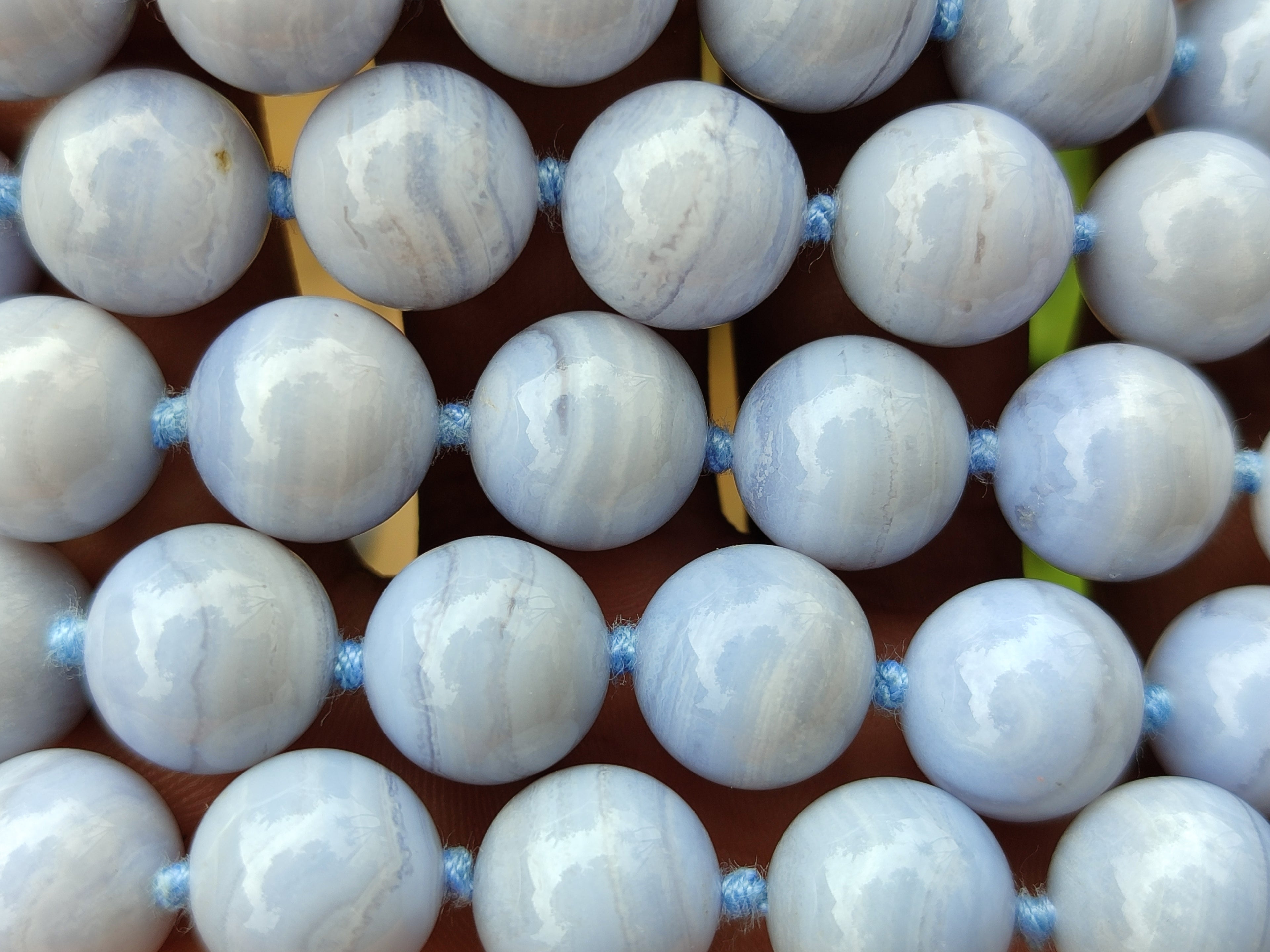 Polished Medium Namibian Blue Lace Agate Ball Shaped Bead Necklace - Sold per Item- From Namibia - Toprock Gemstones and Minerals 