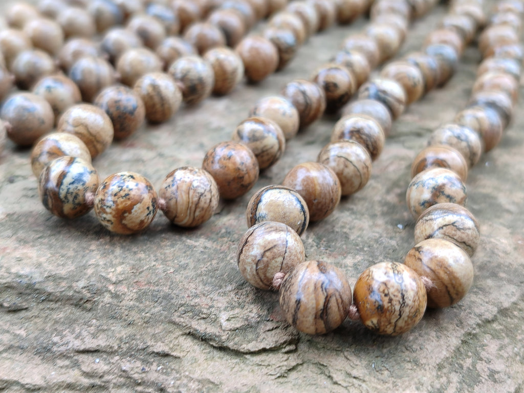 Polished Picture Stone Jasper Ball Shaped Bead Necklace - Sold Per Item - From Namibia - Toprock Gemstones and Minerals 