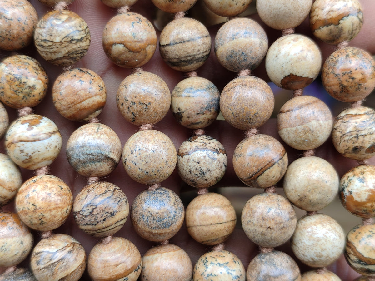 Polished Picture Stone Jasper Ball Shaped Bead Necklace - Sold Per Item - From Namibia - Toprock Gemstones and Minerals 