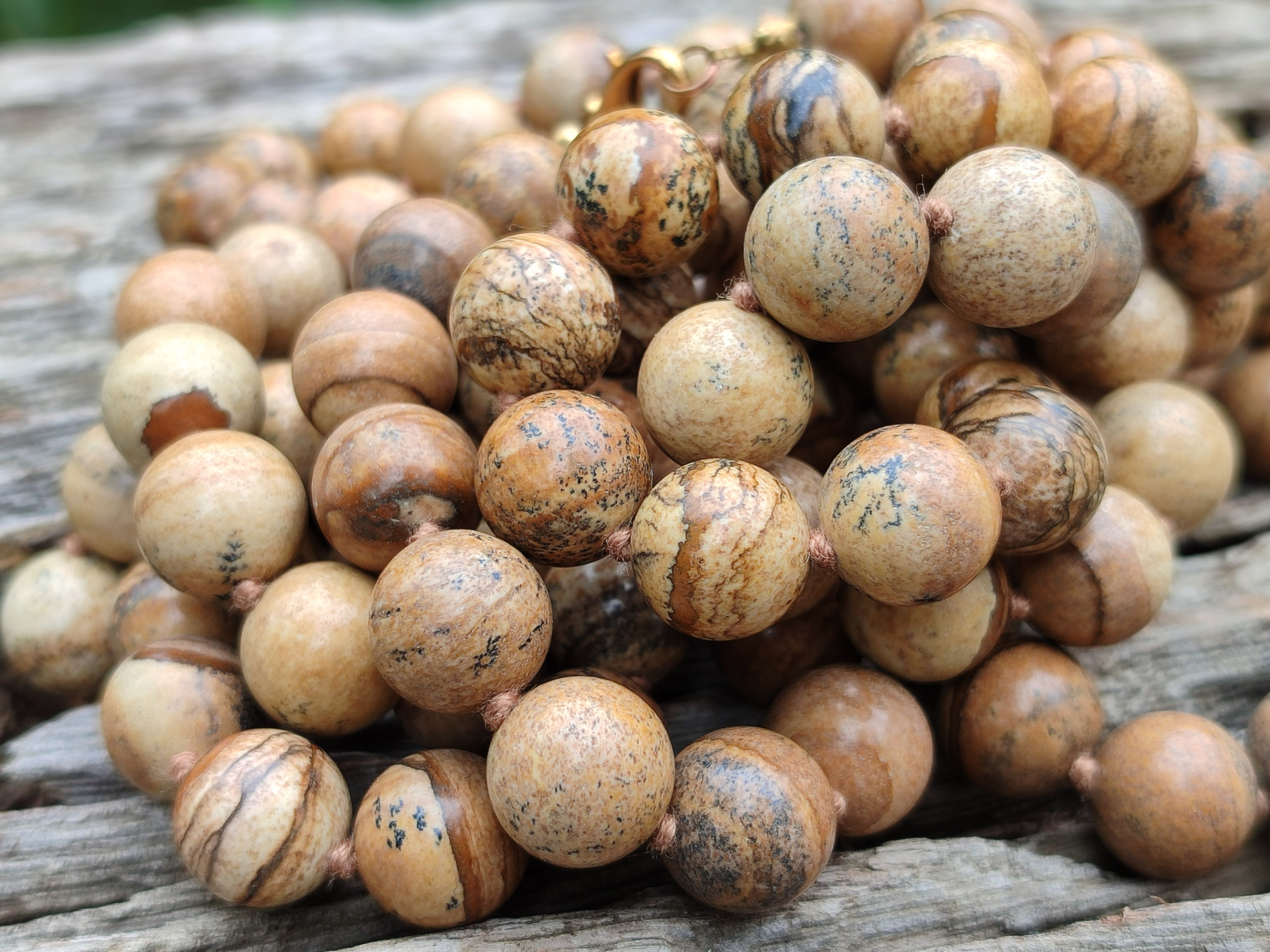 Polished Picture Stone Jasper Ball Shaped Bead Necklace - Sold Per Item - From Namibia - Toprock Gemstones and Minerals 