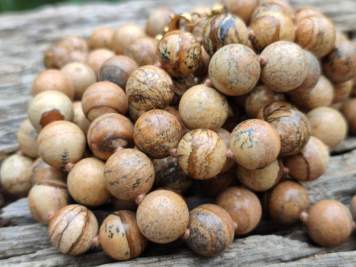 Polished Picture Stone Jasper Ball Shaped Bead Necklace - Sold Per Item - From Namibia - Toprock Gemstones and Minerals 