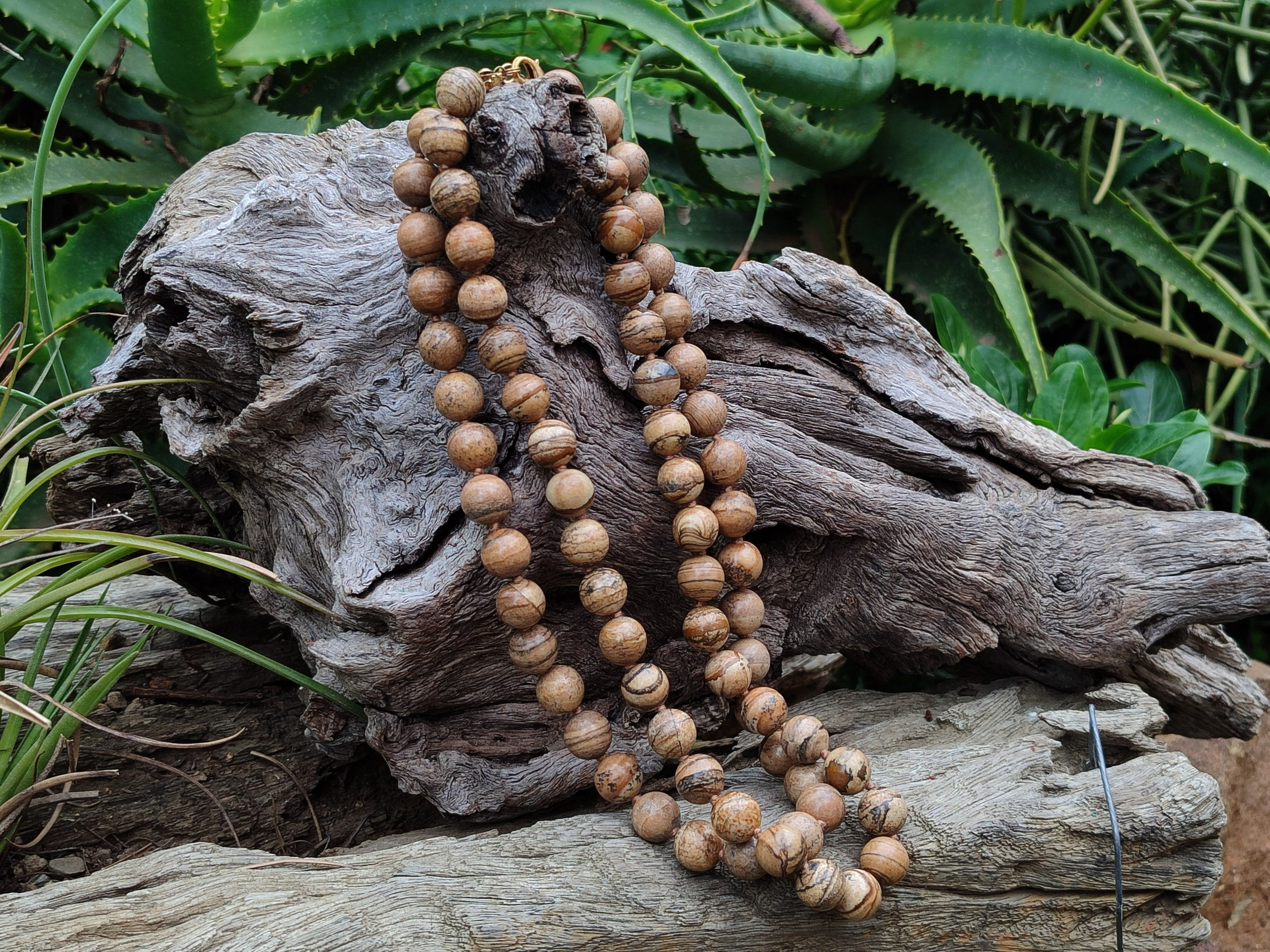 Polished Picture Stone Jasper Ball Shaped Bead Necklace - Sold Per Item - From Namibia - Toprock Gemstones and Minerals 
