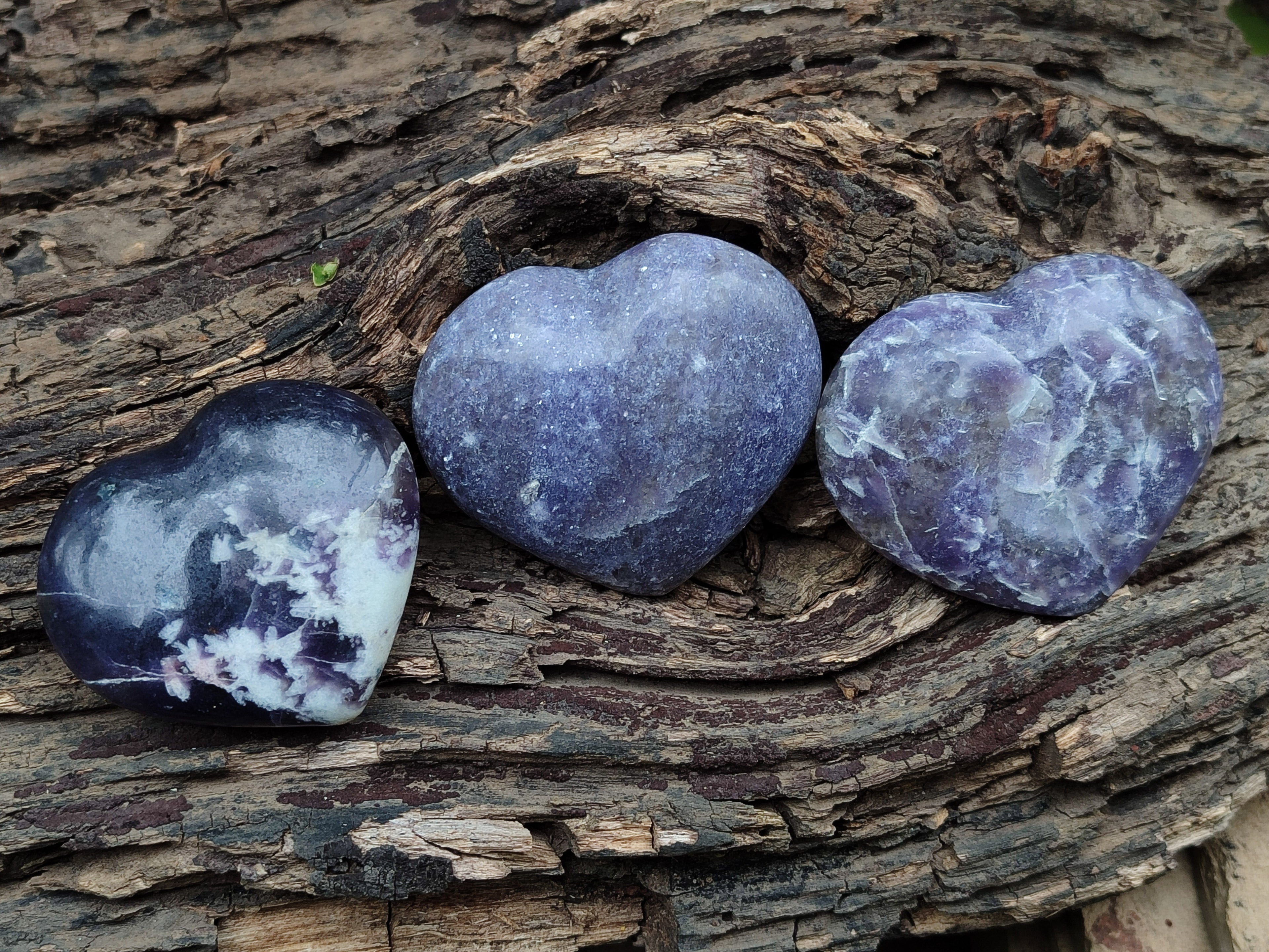 Polished Lepidolite Gemstone Hearts x 6 From Madagascar - Toprock Gemstones and Minerals 