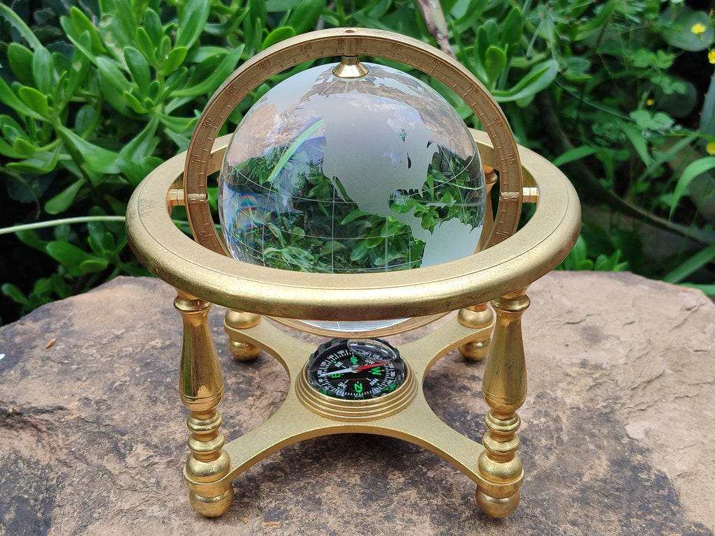 Polished Lead Glass World Globe - Sold Per Item - From China - Toprock Gemstones and Minerals 
