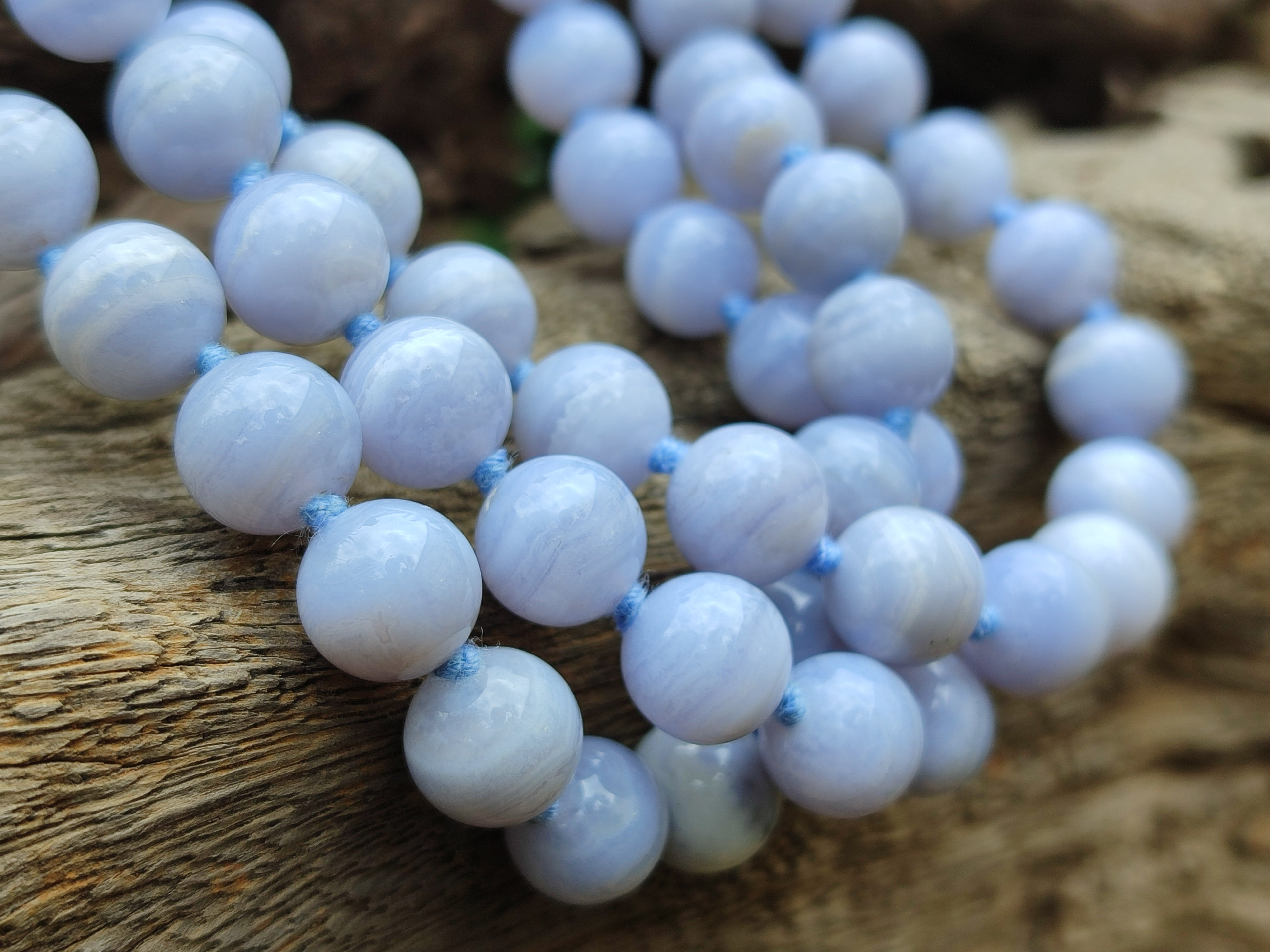 Polished Small Namibian Blue Lace Agate Ball Shaped Bead Necklace - Sold per Item- From Namibia - Toprock Gemstones and Minerals 