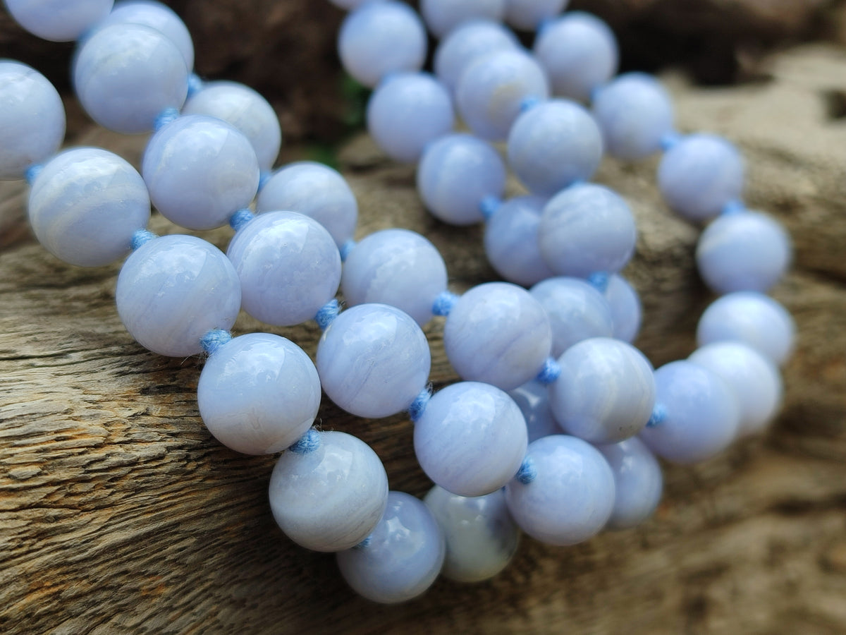 Polished Small Namibian Blue Lace Agate Ball Shaped Bead Necklace - Sold per Item- From Namibia - Toprock Gemstones and Minerals 