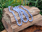Polished Small Namibian Blue Lace Agate Ball Shaped Bead Necklace - Sold per Item- From Namibia - Toprock Gemstones and Minerals 