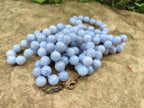 Polished Small Namibian Blue Lace Agate Ball Shaped Bead Necklace - Sold per Item- From Namibia - Toprock Gemstones and Minerals 