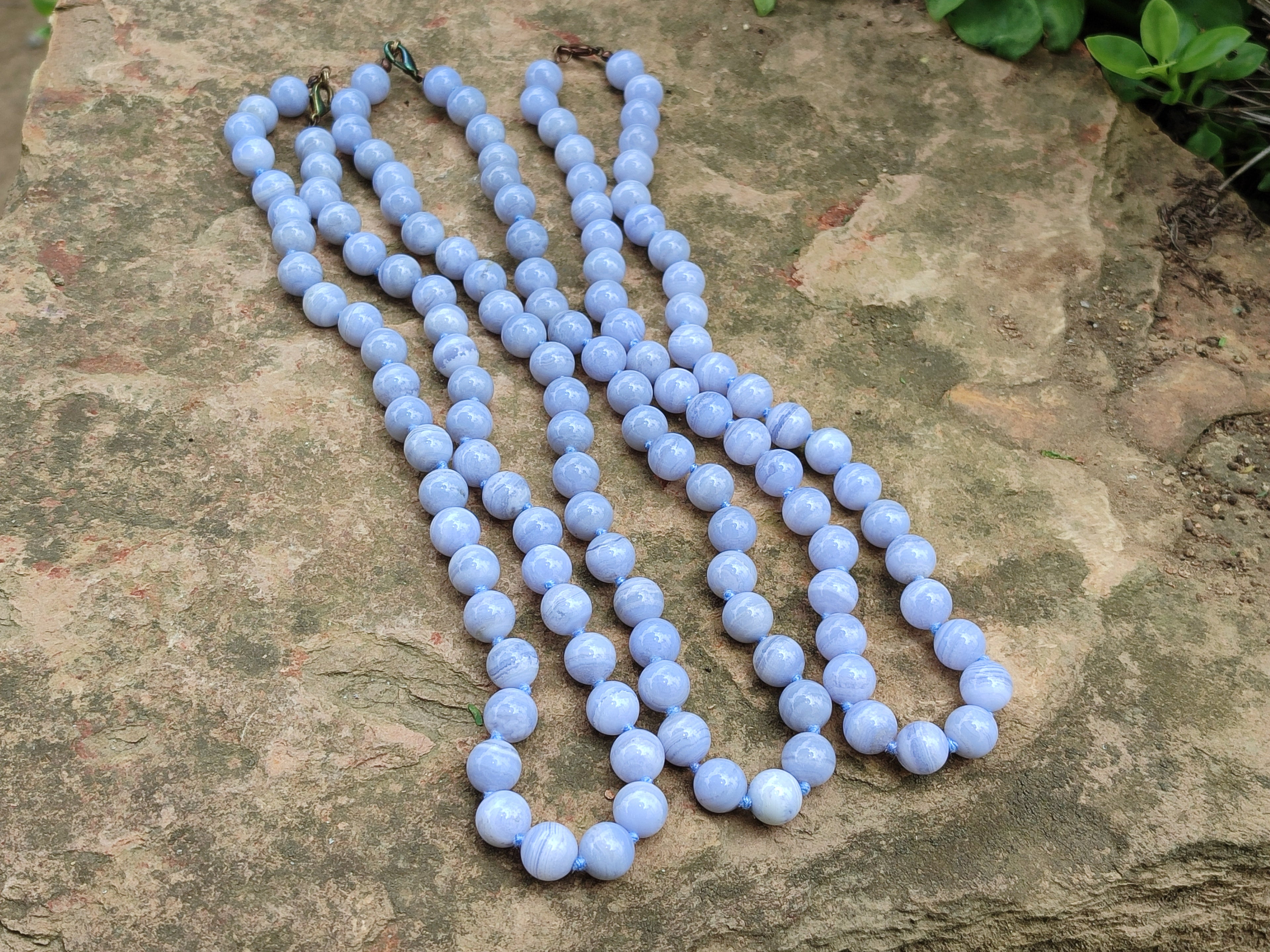Polished Small Namibian Blue Lace Agate Ball Shaped Bead Necklace - Sold per Item- From Namibia - Toprock Gemstones and Minerals 