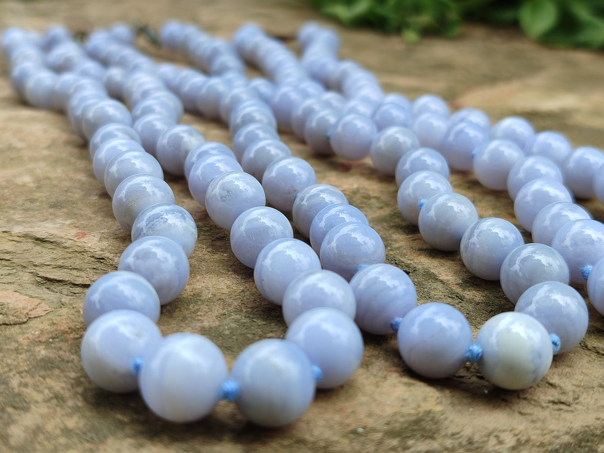 Polished Small Namibian Blue Lace Agate Ball Shaped Bead Necklace - Sold per Item- From Namibia - Toprock Gemstones and Minerals 