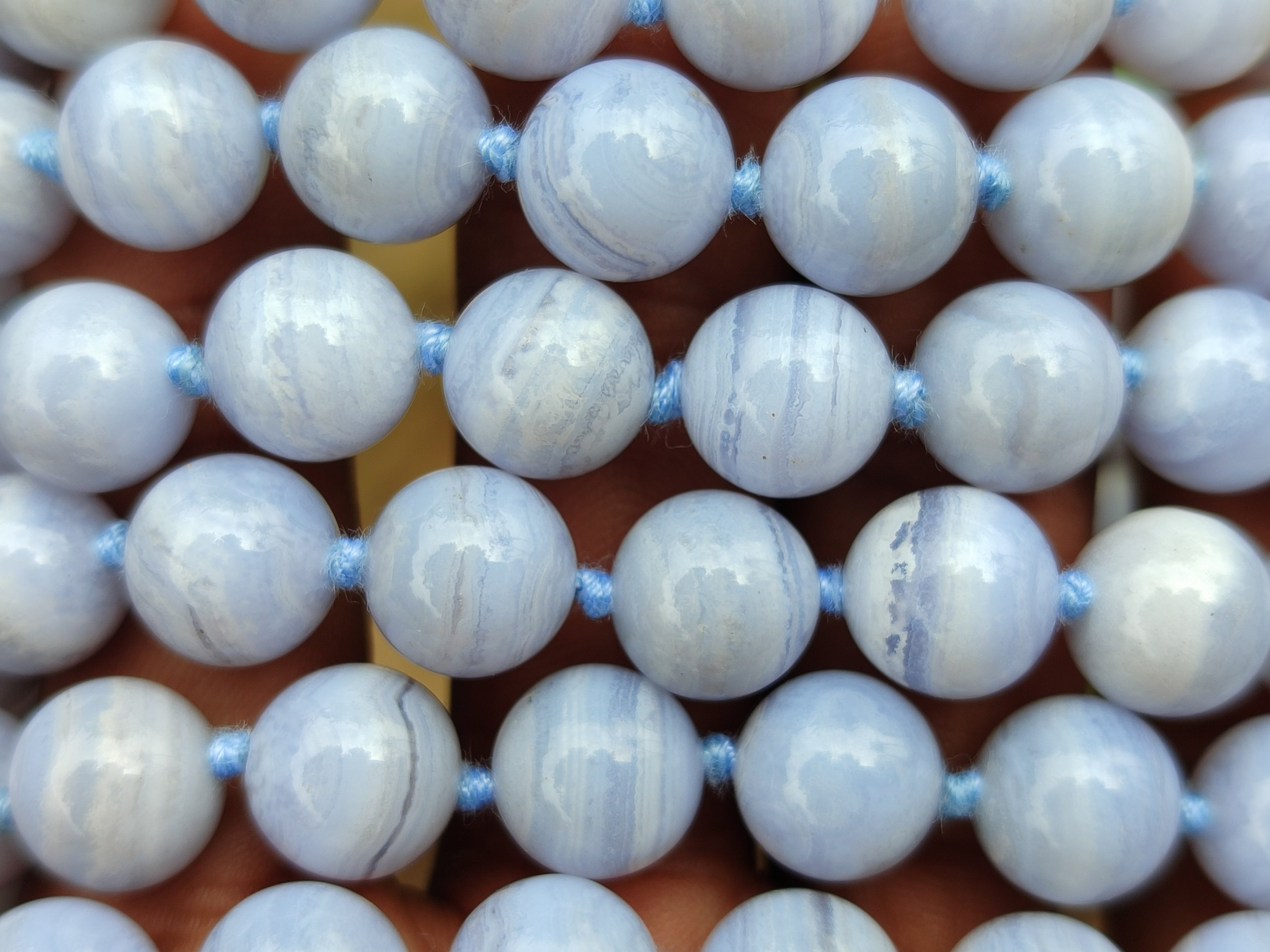 Polished Small Namibian Blue Lace Agate Ball Shaped Bead Necklace - Sold per Item- From Namibia - Toprock Gemstones and Minerals 