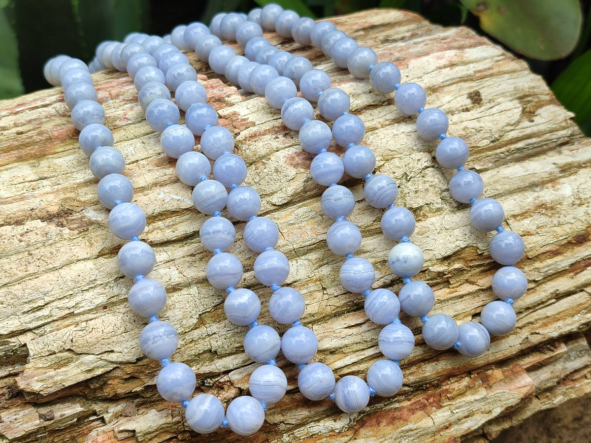 Polished Small Namibian Blue Lace Agate Ball Shaped Bead Necklace - Sold per Item- From Namibia - Toprock Gemstones and Minerals 