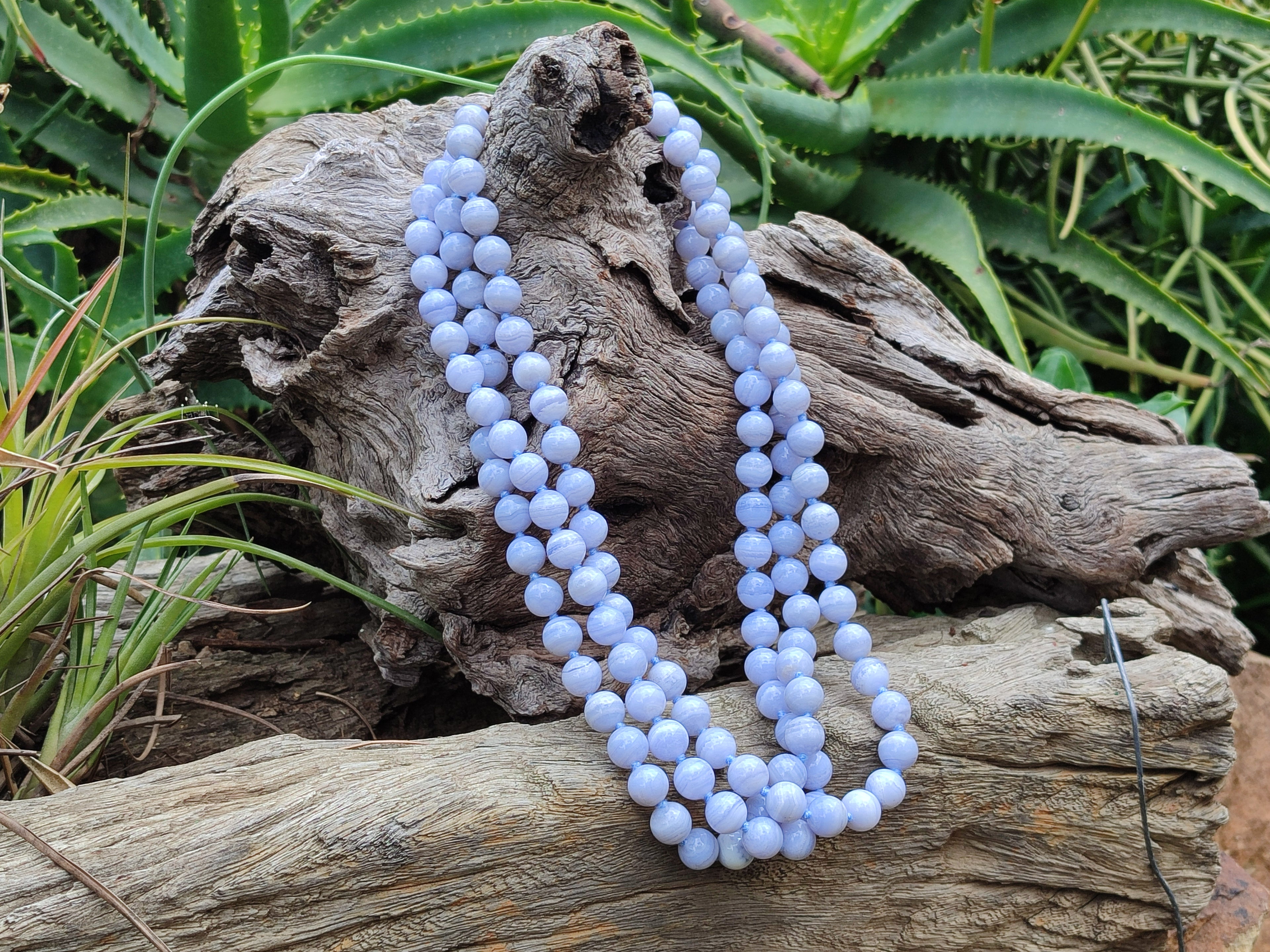 Polished Small Namibian Blue Lace Agate Ball Shaped Bead Necklace - Sold per Item- From Namibia - Toprock Gemstones and Minerals 