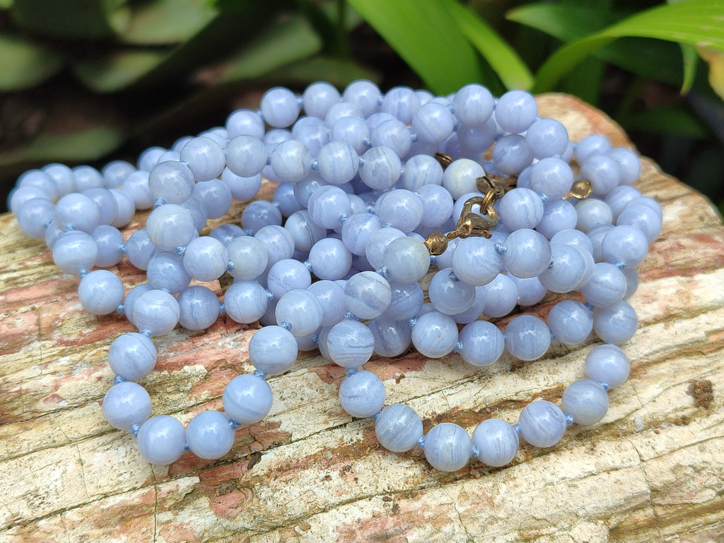 Polished Small Namibian Blue Lace Agate Ball Shaped Bead Necklace - Sold per Item- From Namibia - Toprock Gemstones and Minerals 