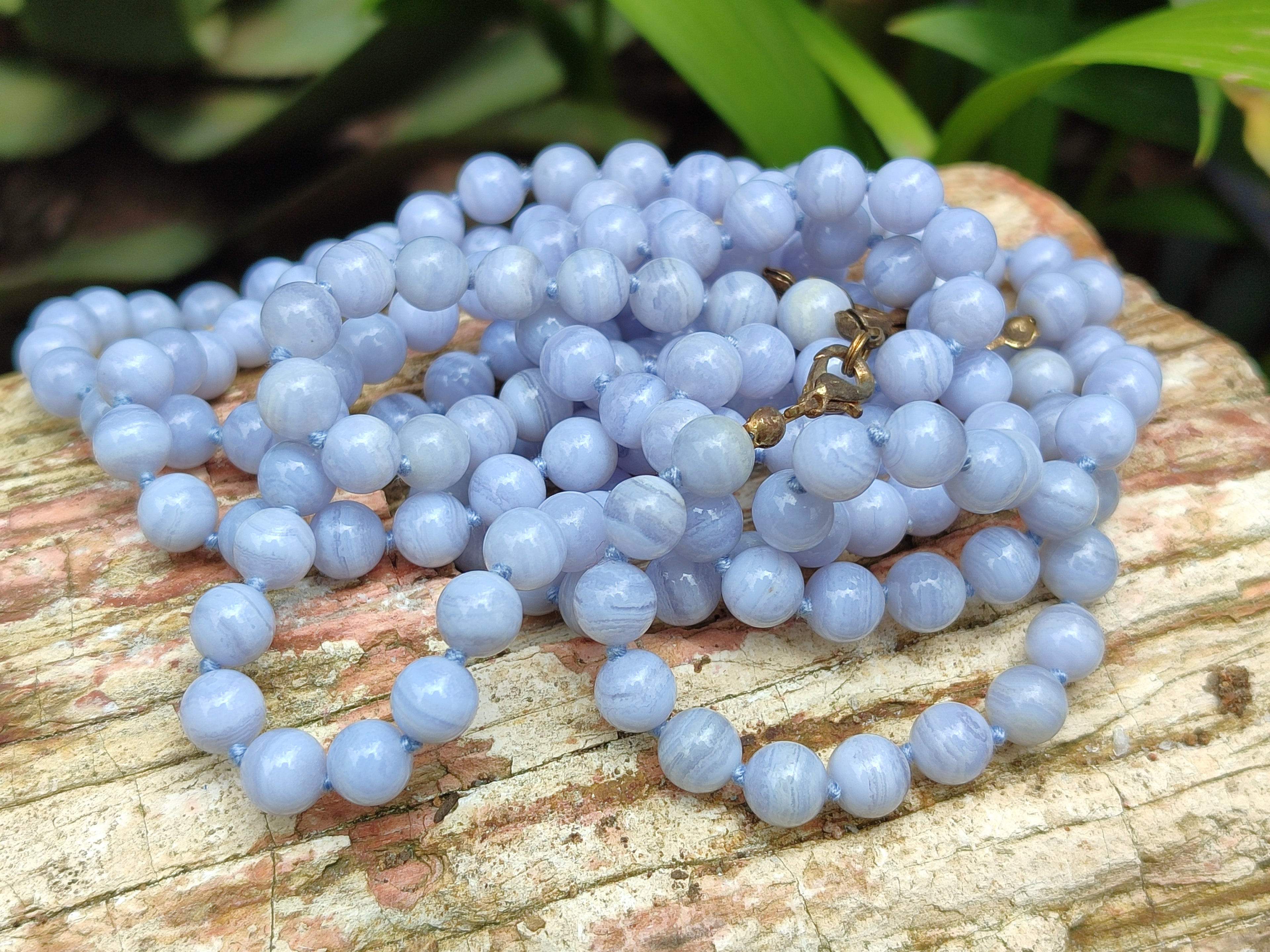 Polished Small Namibian Blue Lace Agate Ball Shaped Bead Necklace - Sold per Item- From Namibia - Toprock Gemstones and Minerals 