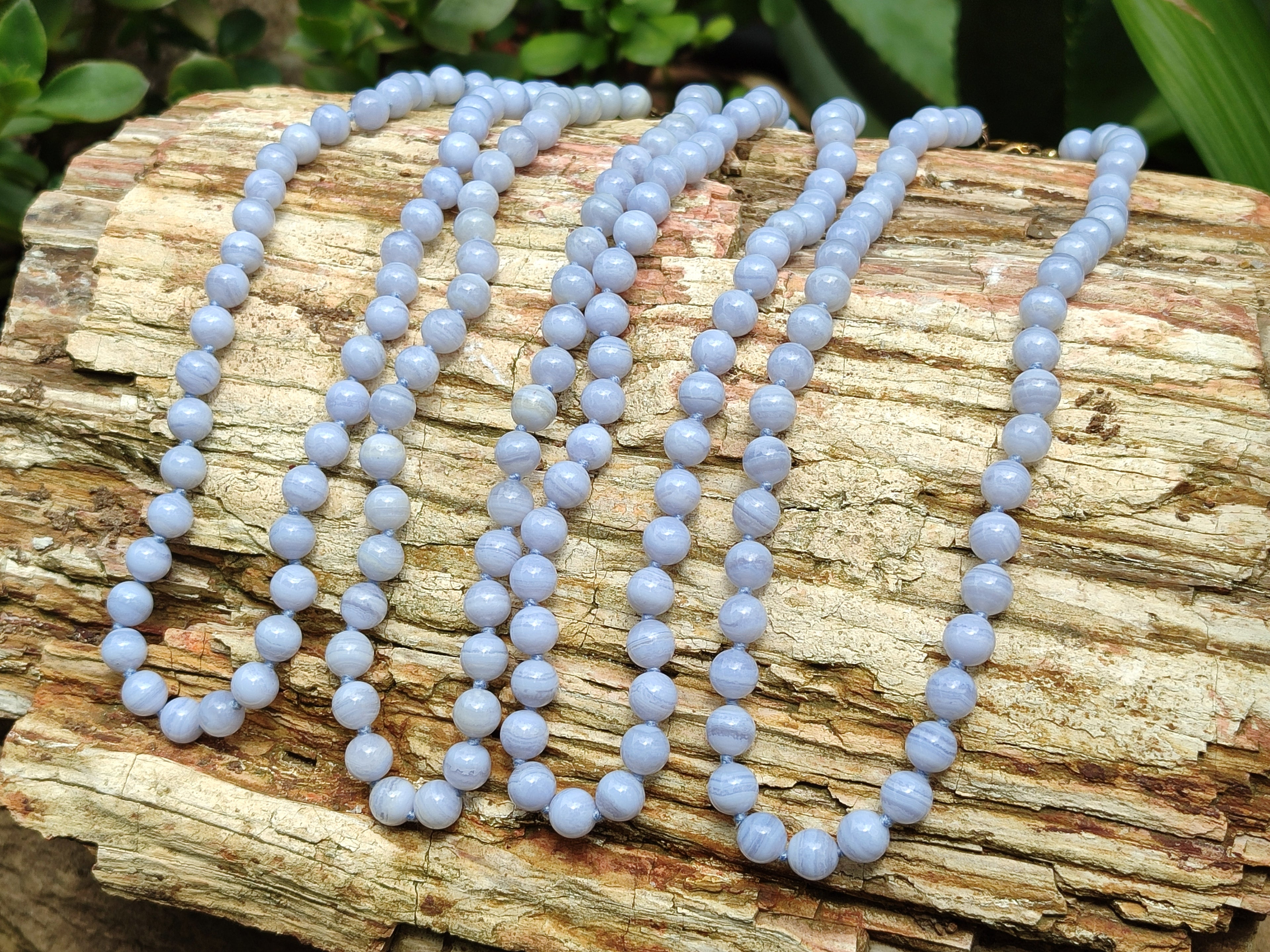 Polished Small Namibian Blue Lace Agate Ball Shaped Bead Necklace - Sold per Item- From Namibia - Toprock Gemstones and Minerals 