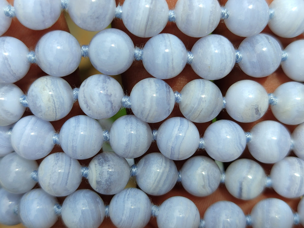 Polished Small Namibian Blue Lace Agate Ball Shaped Bead Necklace - Sold per Item- From Namibia - Toprock Gemstones and Minerals 