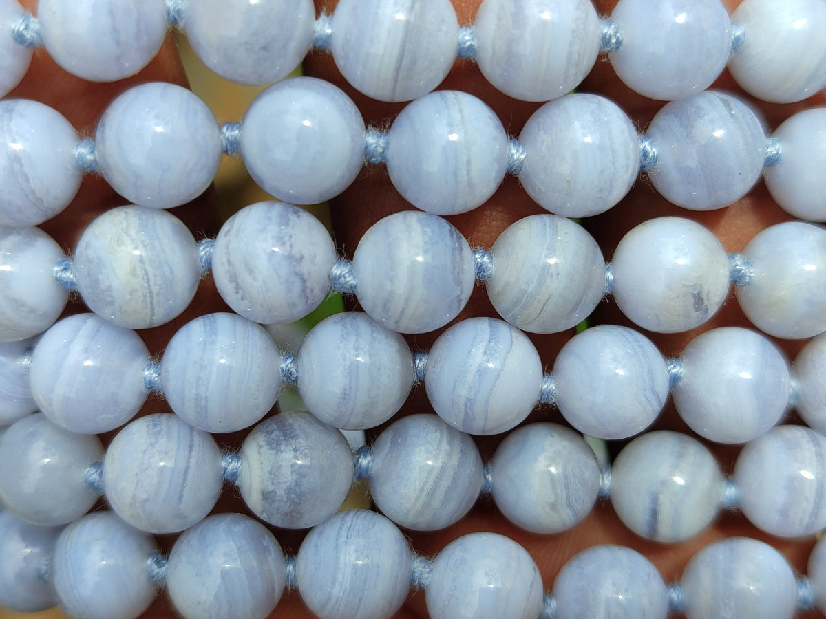 Polished Small Namibian Blue Lace Agate Ball Shaped Bead Necklace - Sold per Item- From Namibia - Toprock Gemstones and Minerals 