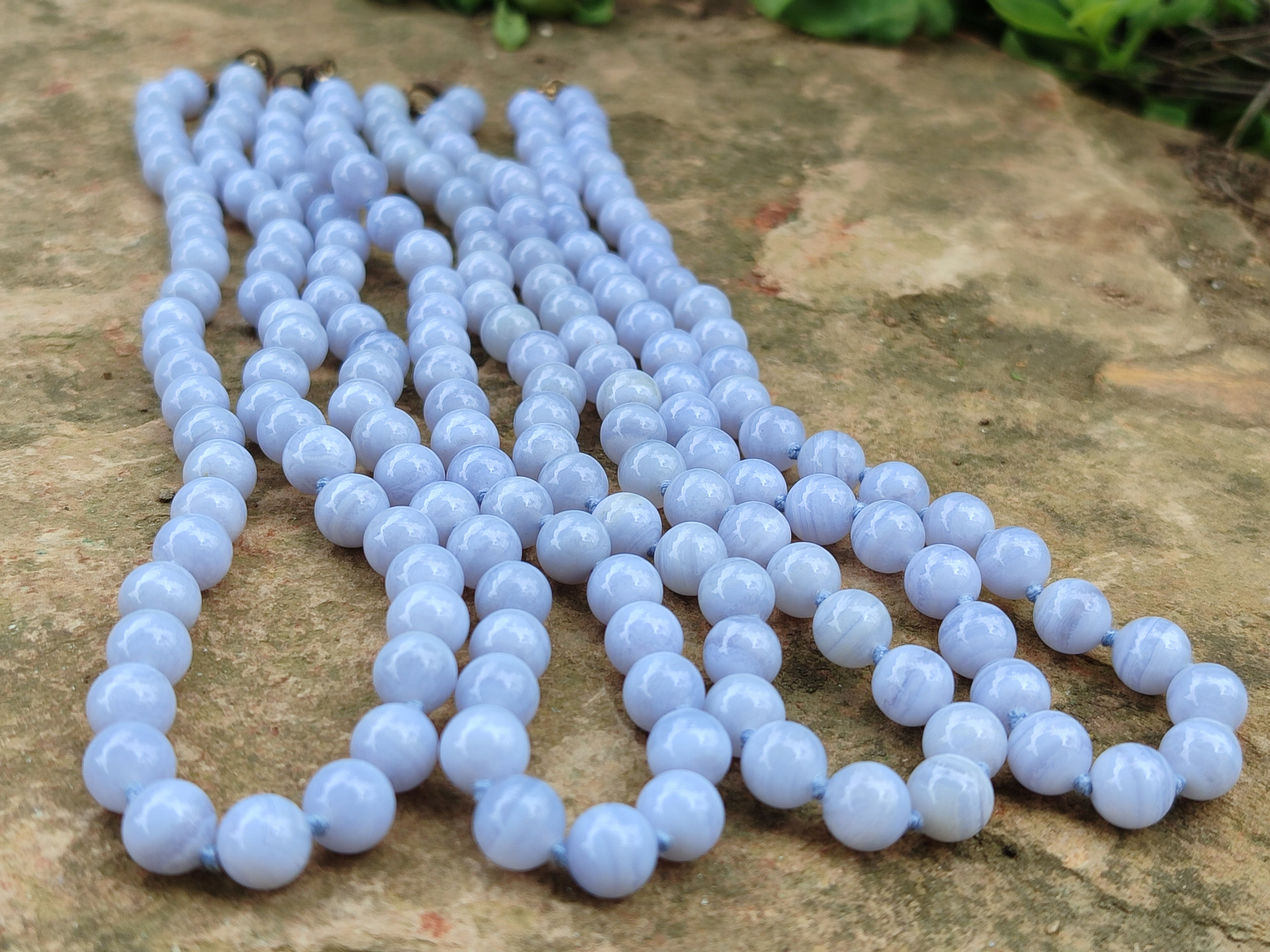 Polished Small Namibian Blue Lace Agate Ball Shaped Bead Necklace - Sold per Item- From Namibia - Toprock Gemstones and Minerals 