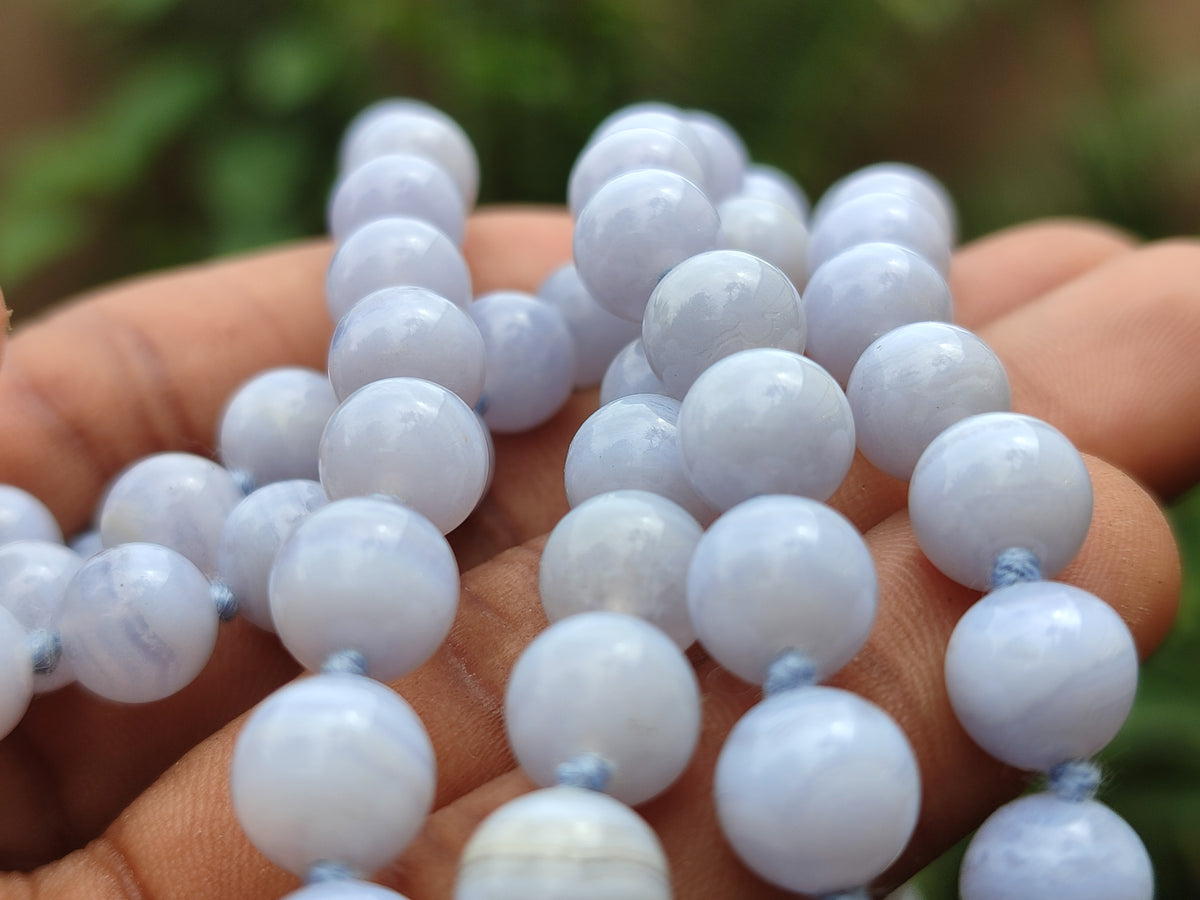Polished Small Namibian Blue Lace Agate Ball Shaped Bead Necklace - Sold per Item- From Namibia - Toprock Gemstones and Minerals 