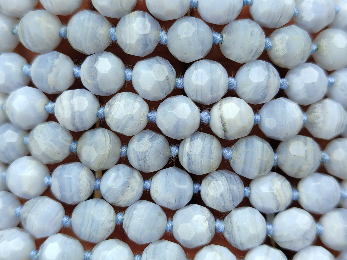Polished Small Namibian Blue Lace Agate Faceted Bead Necklace - Sold per Item- From Namibia - Toprock Gemstones and Minerals 