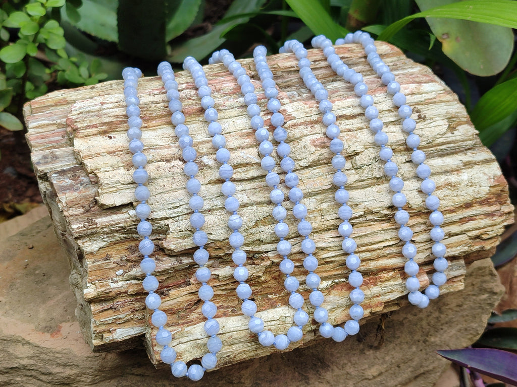 Polished Small Namibian Blue Lace Agate Faceted Bead Necklace - Sold per Item- From Namibia - Toprock Gemstones and Minerals 