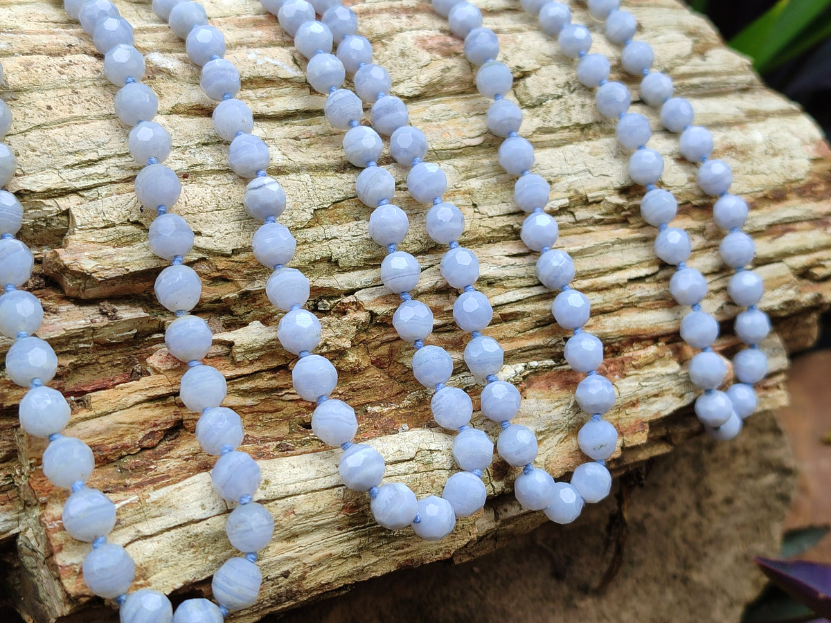 Polished Small Namibian Blue Lace Agate Faceted Bead Necklace - Sold per Item- From Namibia - Toprock Gemstones and Minerals 