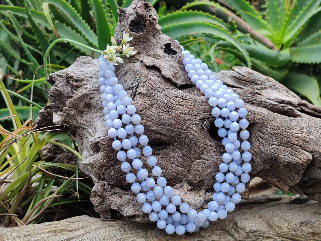 Polished Small Namibian Blue Lace Agate Faceted Bead Necklace - Sold per Item- From Namibia - Toprock Gemstones and Minerals 
