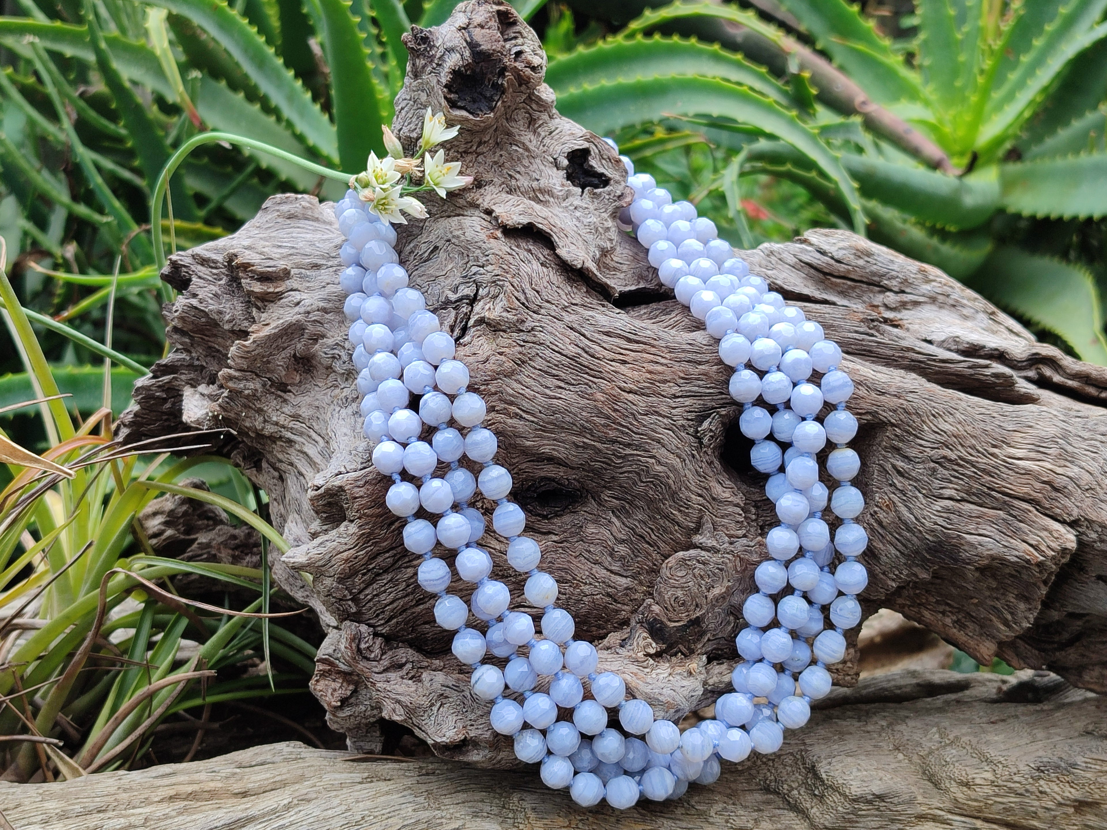 Polished Small Namibian Blue Lace Agate Faceted Bead Necklace - Sold per Item- From Namibia - Toprock Gemstones and Minerals 
