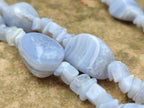 Polished Namibian Blue Lace Agate Mixed Tumble Stone Bead Necklace - Sold per Item- From Namibia - Toprock Gemstones and Minerals 