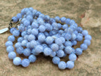 Polished Namibian Blue Lace Agate Ball Shaped 10mm Bead Necklace - Sold per Item- From Namibia - Toprock Gemstones and Minerals 