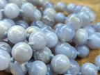 Polished Namibian Blue Lace Agate Ball Shaped 10mm Bead Necklace - Sold per Item- From Namibia - Toprock Gemstones and Minerals 