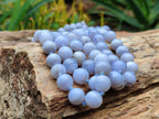 Polished Namibian Blue Lace Agate Ball Shaped 10mm Bead Necklace - Sold per Item- From Namibia - Toprock Gemstones and Minerals 