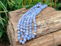 Polished Namibian Blue Lace Agate Ball Shaped 10mm Bead Necklace - Sold per Item- From Namibia - Toprock Gemstones and Minerals 