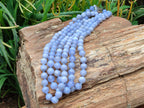 Polished Namibian Blue Lace Agate Ball Shaped 10mm Bead Necklace - Sold per Item- From Namibia - Toprock Gemstones and Minerals 