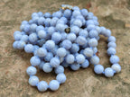 Polished Long Namibian Blue Lace Agate Ball Shaped Bead Necklace - Sold per Item- From Namibia - Toprock Gemstones and Minerals 