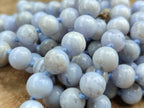 Polished Long Namibian Blue Lace Agate Ball Shaped Bead Necklace - Sold per Item- From Namibia - Toprock Gemstones and Minerals 