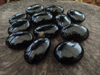 Polished Black Tourmaline Palm Stones x 12 From Madagascar - Toprock Gemstones and Minerals 