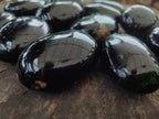 Polished Black Tourmaline Palm Stones x 12 From Madagascar - Toprock Gemstones and Minerals 